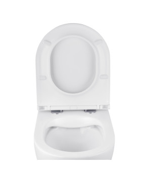 Унітаз підвісний безобідковий Kroner Harz WHI493736 RIMLESS з сидінням Slim Duroplast / Soft-close / Quick relase (KH493736WHIR)