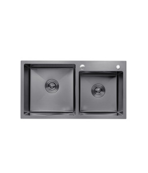 Кухонна мийка Kroner KRP Schwarze - 7843ZHM PVD (3.0/1.0 мм)