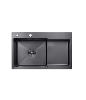Кухонна мийка Kroner KRP Schwarze - 7848LHM PVD (3.0/1.0 мм)
