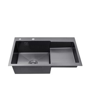 Кухонна мийка Kroner KRP Schwarze - 7848LHM PVD (3.0/1.0 мм)