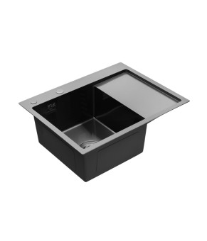 Кухонна мийка Kroner KRP Schwarze - 6350LHM PVD (3.0/1.0 мм)