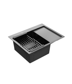 Кухонна мийка Kroner KRP Schwarze - 6350LHM PVD (3.0/1.0 мм)