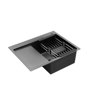 Кухонна мийка Kroner KRP Schwarze - 6350RHM PVD (3.0/1.0 мм)