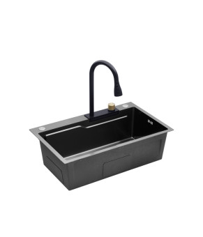 Кухонна мийка Kroner KRP Schwarze - SET7546HM PVD (3.0/0.7 мм)