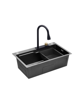Кухонна мийка Kroner KRP Schwarze - SET7546HM PVD (3.0/0.7 мм)
