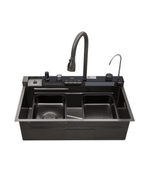 Кухонна мийка Kroner KRP Schwarze - SET7546ARTHM PVD (3.0/0.8 мм)