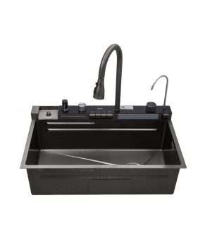 Кухонна мийка Kroner KRP Schwarze - SET7546ARTHM PVD (3.0/0.8 мм)
