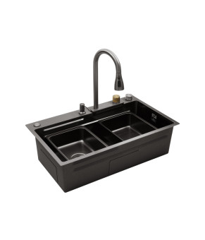 Кухонна мийка Kroner KRP Schwarze - SET7545HM PVD (3.0/0.8 мм)