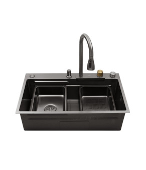 Кухонна мийка Kroner KRP Schwarze - SET7545HM PVD (3.0/0.8 мм)