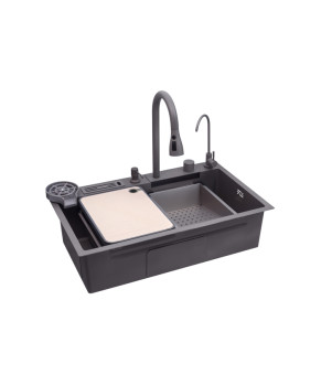 Кухонна мийка Kroner KRP Schwarze - SET7545NG PVD (3.0/0.8 мм)