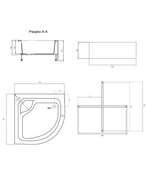 Душевой поддон Lidz KAPIELKA ST80x80x41 см высокий, полукруглый, с панелью (LKAST808041)