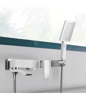 Смеситель для ванны Qtap Swan Cascada с душем хром (QTSWA260CRM45565)