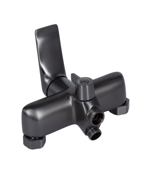 Смеситель для ванны Qtap Vlasta New с душовым гарнитуром Gunmetal Black PVD (QTVLA260GMB45645)