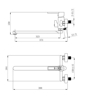 Смеситель для ванны Qtap Taurus с душевым гарнитуром, хром (QTTAU260CRM45663)