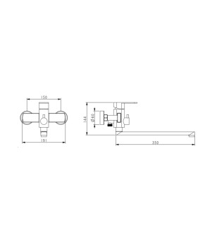 Смеситель для ванны Lidz Luna 005 с душем (k35) Nickel LDLUN005NKS46093