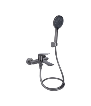 Смеситель для ванны Qtap Vlasta New с душовым гарнитуром Gunmetal Black PVD (QTVLA259GMB45643)