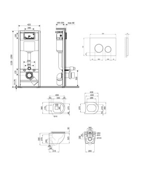 Подвесной унитаз Qtap Robin Ultra Quiet 490x365x325 + инсталляция Nest 4 в 1 (Satin) (SD00051269)