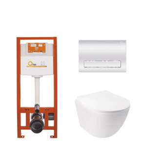 Готовое решение Qtap для ванной: подвесной унитаз Jay Ultra Quiet + инсталляция Nest 4 в 1 (Chrome) (SD00051264)