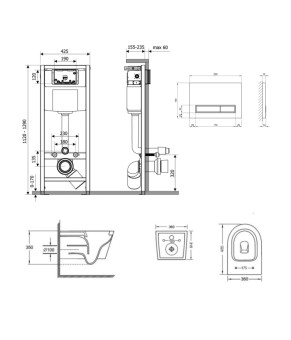Готовое решение Qtap для ванной: подвесной унитаз Jay Ultra Quiet + инсталляция Nest 4 в 1 (Chrome) (SD00051264)