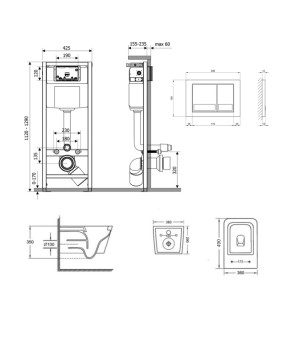 Комплект Qtap Crow Ultra Quiet: подвесной унитаз + инсталляция Nest 4 в 1 (Satin), SD00051251