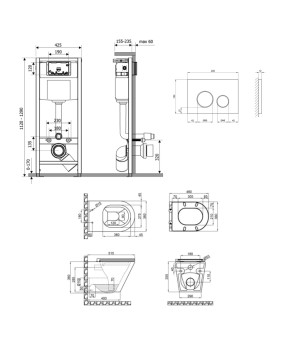 Комплект Qtap Scorpio + Nest 4 в 1: Подвесной унитаз с инсталляцией (Chrome) (SD00051289)