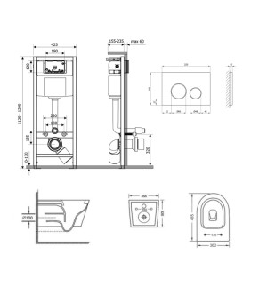 Готовое решение Qtap для ванной: унитаз Swan Ultra Quiet + инсталляция Nest 4 в 1 (клавиша Satin) SD00051276