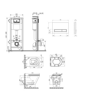 Комплект Qtap Scorpio + Nest 4 в 1: подвесной унитаз с инсталляцией (хром) (SD00051292)