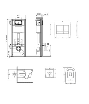 Комплект Qtap Jay + Nest 4 в 1 (Satin) подвесной унитаз с инсталляцией SD00051259