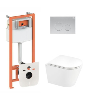 Комплект Qtap Scorpio + Nest 4 в 1, подвесной унитаз, инсталляция, кнопка Satin (SD00051290)