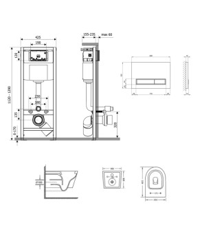 Комплект Qtap Swan Ultra Quiet: подвесной унитаз + инсталляция Nest 4 в 1 (хром, SD00051278)