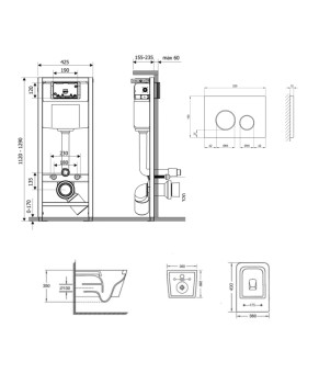 Комплект Qtap Crow Ultra Quiet: підвісний унітаз + інсталяція Nest 4 в 1 (хром), SD00051253