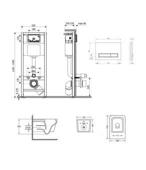 Готовое решение Qtap для ванной: подвесной унитаз Crow Ultra Quiet + инсталляция Nest 4 в 1 (White) (SD00051257)