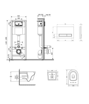 Готовое решение Qtap для ванной: подвесной унитаз Jay Ultra Quiet + инсталляция Nest 4 в 1 (White) (SD00051265)
