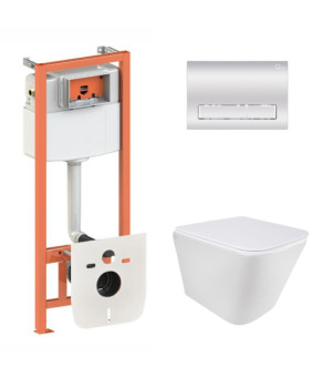 Комплект Qtap Tern: подвесной унитаз + инсталляция Nest (хром) SD00051284