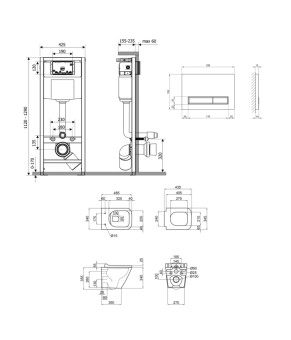 Комплект Qtap Tern: подвесной унитаз + инсталляция Nest (хром) SD00051284