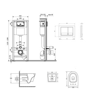 Комплект инсталляции Qtap Nest 4 в 1 для подвесного унитаза Jay + унитаз (SD00051258)