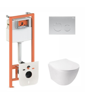 Готовое решение Qtap для ванной комнаты: подвесной унитаз Jay Ultra Quiet + инсталляция Nest 4 в 1 (Satin) SD00051262