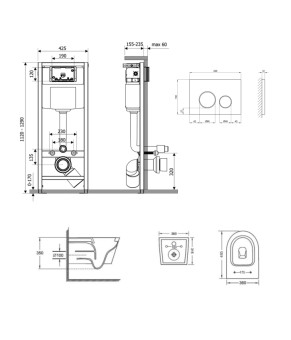 Готовое решение Qtap для ванной комнаты: подвесной унитаз Jay Ultra Quiet + инсталляция Nest 4 в 1 (Satin) SD00051262