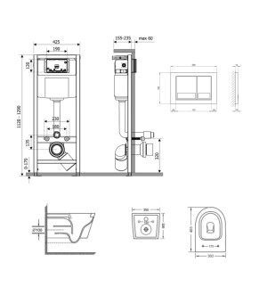 Комплект Qtap Swan Ultra Quiet: подвесной унитаз + инсталляция Nest 4 в 1 (Chrome) SD00051272