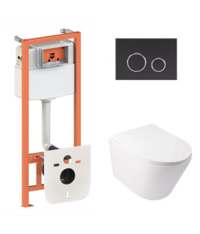 Комплект Qtap Swan + Nest 4 в 1, подвесной унитаз, черный матовый (SD00051274)