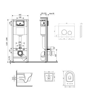 Комплект Qtap Swan + Nest 4 в 1, подвесной унитаз, черный матовый (SD00051274)