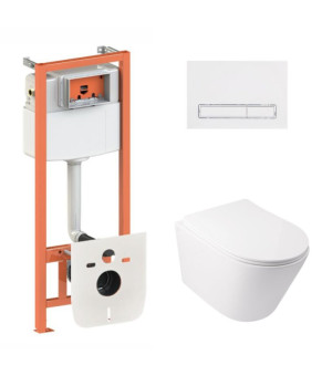 Готовое решение Qtap Swan для ванной: подвесной унитаз + инсталляция Nest 4 в 1 (White) (SD00051279)