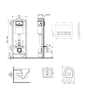 Готовое решение Qtap Swan для ванной: подвесной унитаз + инсталляция Nest 4 в 1 (White) (SD00051279)