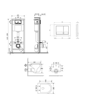 Комплект Qtap Taurus Ultra Quiet + Nest 4 в 1 (квадратная клавиша Satin) подвесной унитаз (QT2433084EUQW46150)