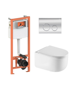 Комплект Qtap: подвесной унитаз Taurus + инсталляция Nest 4 в 1 (Chrome) SD00052276