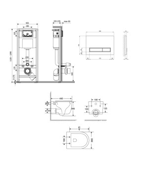 Комплект Qtap: подвесной унитаз Taurus Ultra Quiet + инсталляция Nest (Matt Black) SD00052277