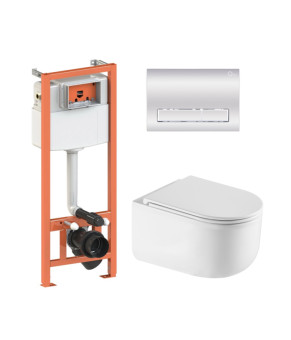 Готовое решение Qtap для ванной комнаты: подвесной унитаз Taurus Ultra Quiet + инсталляция Nest 4 в 1 (SD00052279)