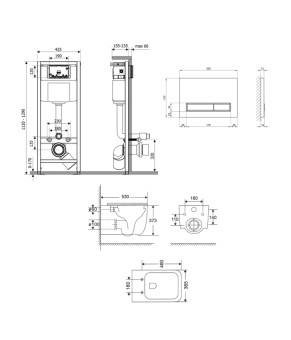 Готовое решение Qtap Gemini Ultra Quiet 530х365х373 + инсталляция Nest 4 в 1 (линейная клавиша Satin) SD00052281