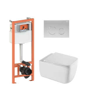 Qtap Gemini Ultra Quiet 530х365х373 + Комплект инсталляции Nest 4 в 1 (Круглая клавиша Satin) SD00052282