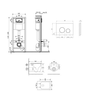 Qtap Gemini Ultra Quiet 530х365х373 + Комплект инсталляции Nest 4 в 1 (Круглая клавиша Satin) SD00052282